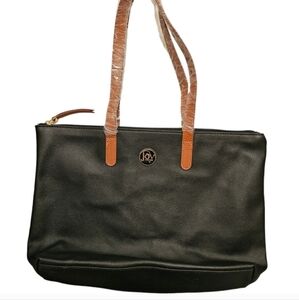 Joy Mangano Black Leather Tote NWT